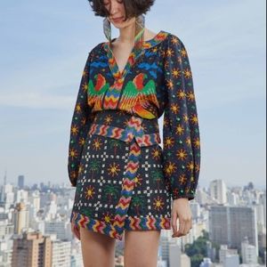 Farm Rio Black Macaw Mini Skirt